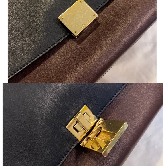 CELINE Phoebe Philo Trapeze Trapeze bag handbag tri color blue brown burgundy - Picture 11 of 16